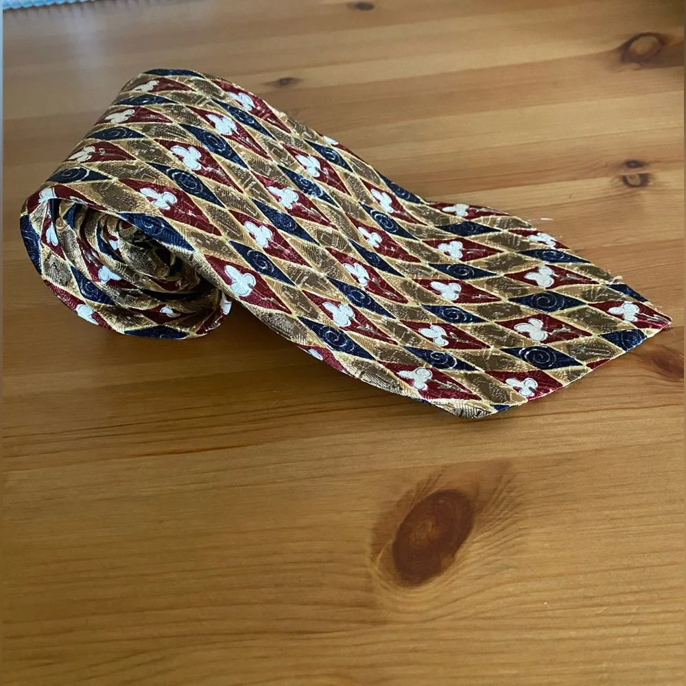 Ermenegildo Zegna Red Blue Gold Diamond Floral Italian Silk Tie
